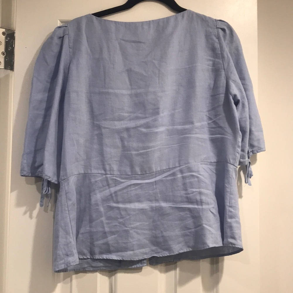 Zara linen puff sleeve blouse large - Picture 5 of 5